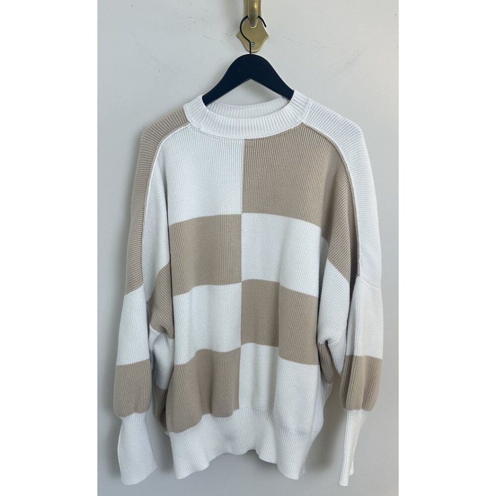 FREE PEOPLE Easy Street Checkered Tunic in White Sand Combo Size Medium - Picture 3 of 8